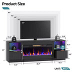 Meuble TV Bestier 70 pour cheminée cannelée brillante avec cheminée de 36 po et lumières DEL, centre de divertissement moderne avec armoires