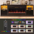 Meuble TV Bestier 70 pour cheminée cannelée brillante avec cheminée de 36 po et lumières DEL, centre de divertissement moderne avec armoires