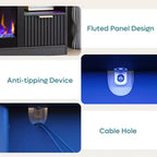 Meuble TV Bestier 70 pour cheminée cannelée brillante avec cheminée de 36 po et lumières DEL, centre de divertissement moderne avec armoires