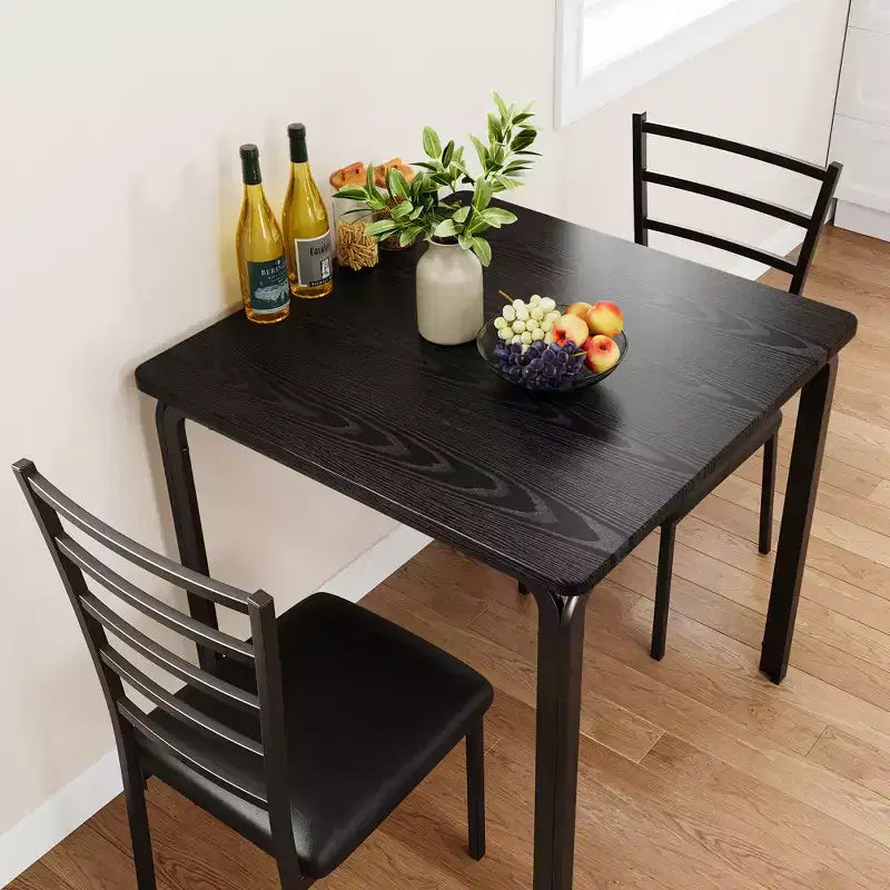Table à manger pour 2 personnes, petite table et chaises pour 2 personnes, ensemble de dînette pour 2 personnes, table à manger carrée, ensemble de salle à manger et de cuisine 3 pièces pour petit espace