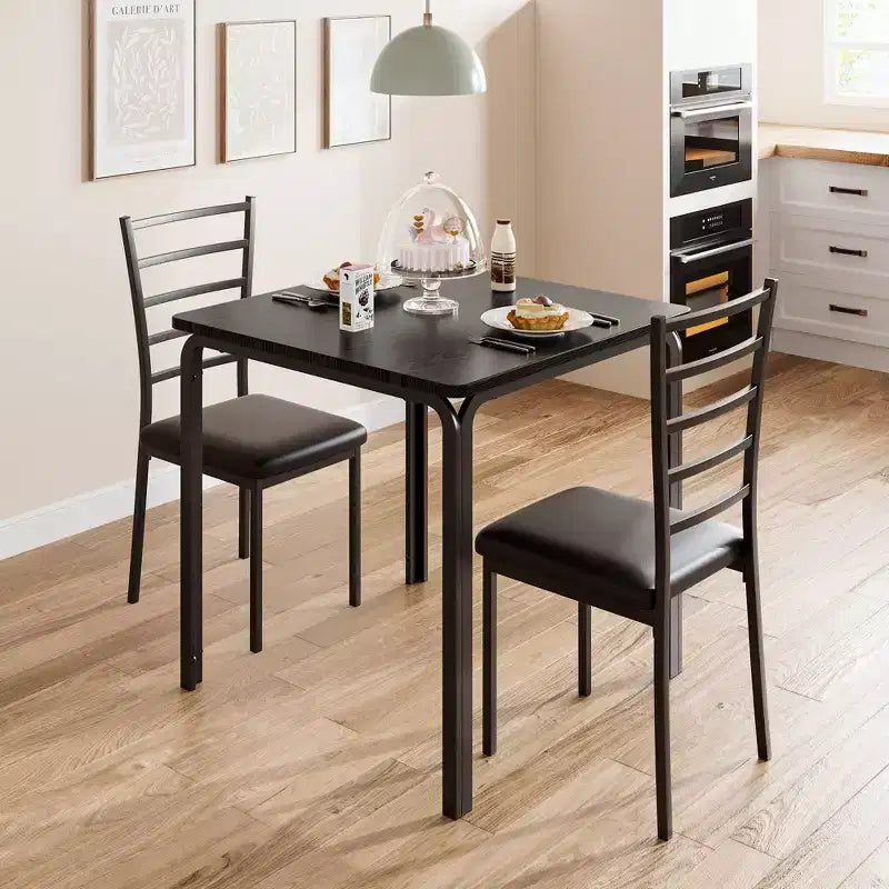 Table à manger pour 2 personnes, petite table et chaises pour 2 personnes, ensemble de dînette pour 2 personnes, table à manger carrée, ensemble de salle à manger et de cuisine 3 pièces pour petit espace
