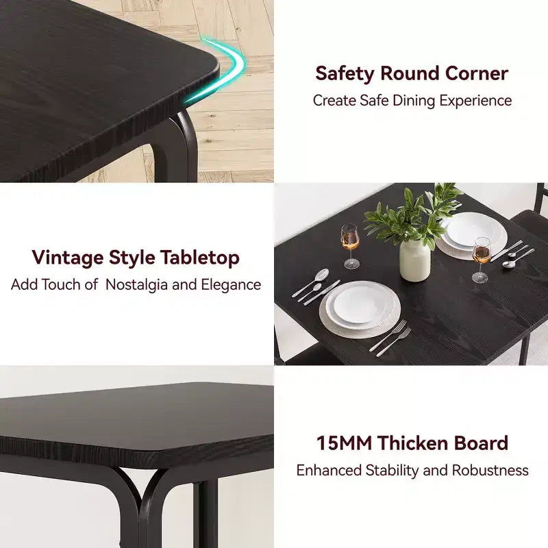 Table à manger pour 2 personnes, petite table et chaises pour 2 personnes, ensemble de dînette pour 2 personnes, table à manger carrée, ensemble de salle à manger et de cuisine 3 pièces pour petit espace