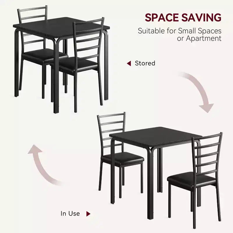 Table à manger pour 2 personnes, petite table et chaises pour 2 personnes, ensemble de dînette pour 2 personnes, table à manger carrée, ensemble de salle à manger et de cuisine 3 pièces pour petit espace