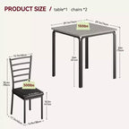 Table à manger pour 2 personnes, petite table et chaises pour 2 personnes, ensemble de dînette pour 2 personnes, table à manger carrée, ensemble de salle à manger et de cuisine 3 pièces pour petit espace