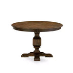 Table à manger ronde HomeStock avec piédestal, table en bois d'hévéa rustique
