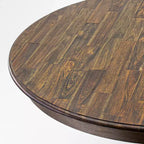 Table à manger ronde HomeStock avec piédestal, table en bois d'hévéa rustique