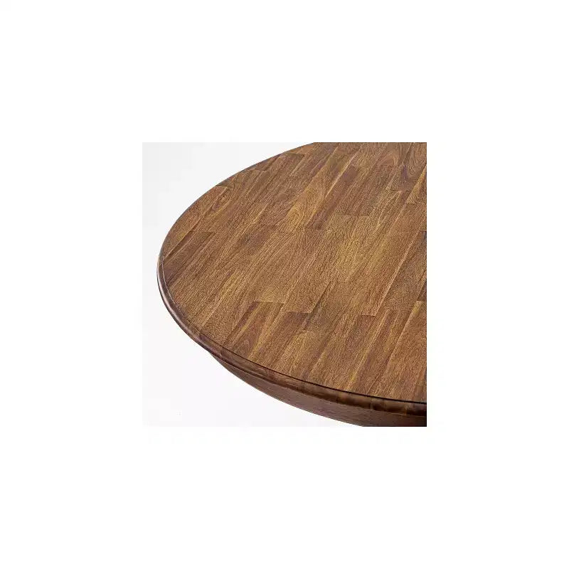 Table à manger ronde HomeStock avec piédestal, table en bois d'hévéa rustique