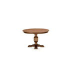 Table à manger ronde HomeStock avec piédestal, table en bois d'hévéa rustique