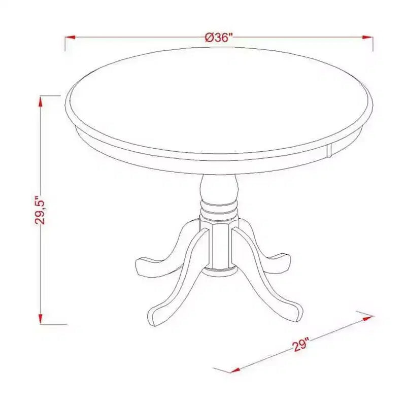 Table à manger HomeStock en bois d'hévéa, ronde de 36 pouces
