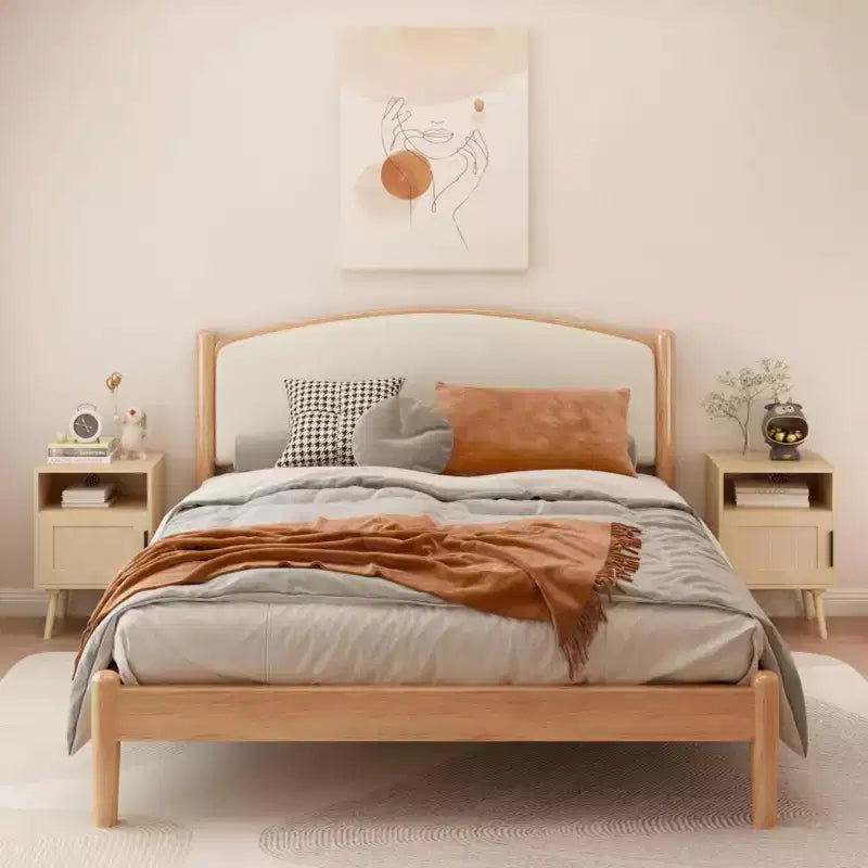 Table de chevet en bois GDFStudio Melissa de 58 cm de haut avec étagère ouverte et porte en rotin