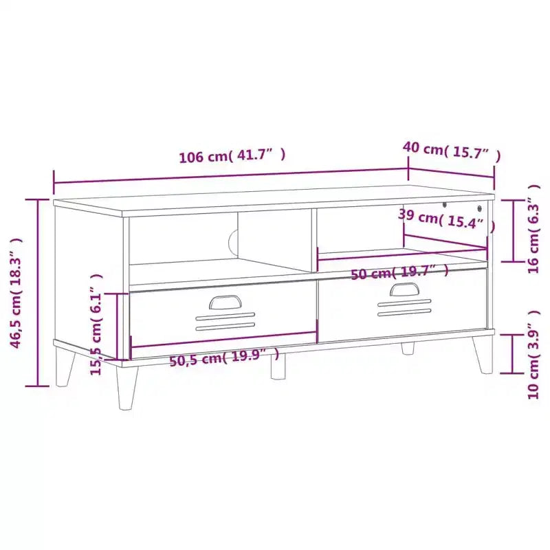 vidaXL Meuble TV Console Multimédia Centre de Divertissement Bois Massif Pin
