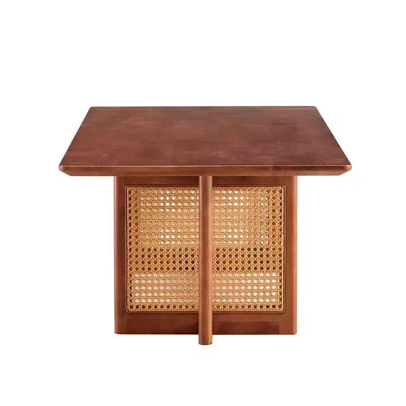 Table basse en rotin 47W Table basse en bois Table centrale rectangulaire Table de canapé, Naturel/Marron-Modernluxe