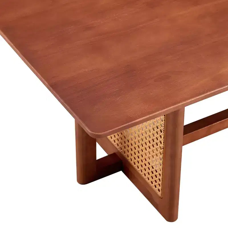 Table basse en rotin 47W Table basse en bois Table centrale rectangulaire Table de canapé, Naturel/Marron-Modernluxe