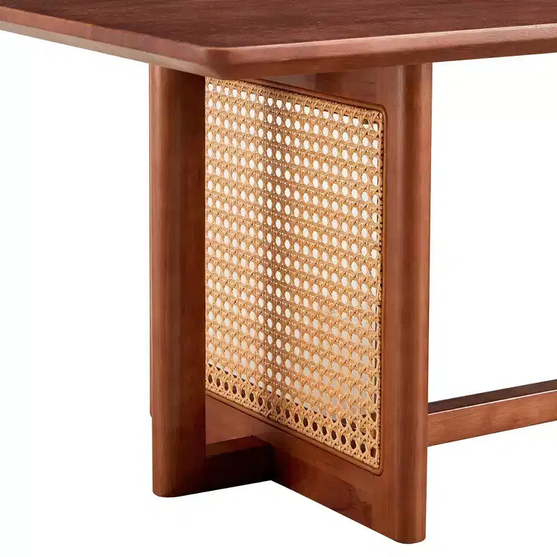 Table basse en rotin 47W Table basse en bois Table centrale rectangulaire Table de canapé, Naturel/Marron-Modernluxe