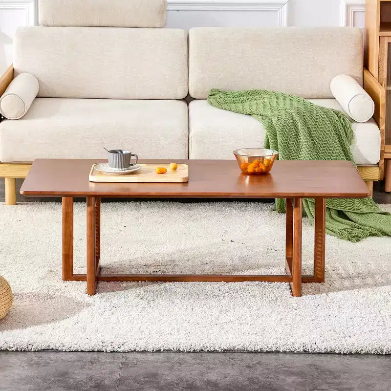Table basse en rotin 47W Table basse en bois Table centrale rectangulaire Table de canapé, Naturel/Marron-Modernluxe