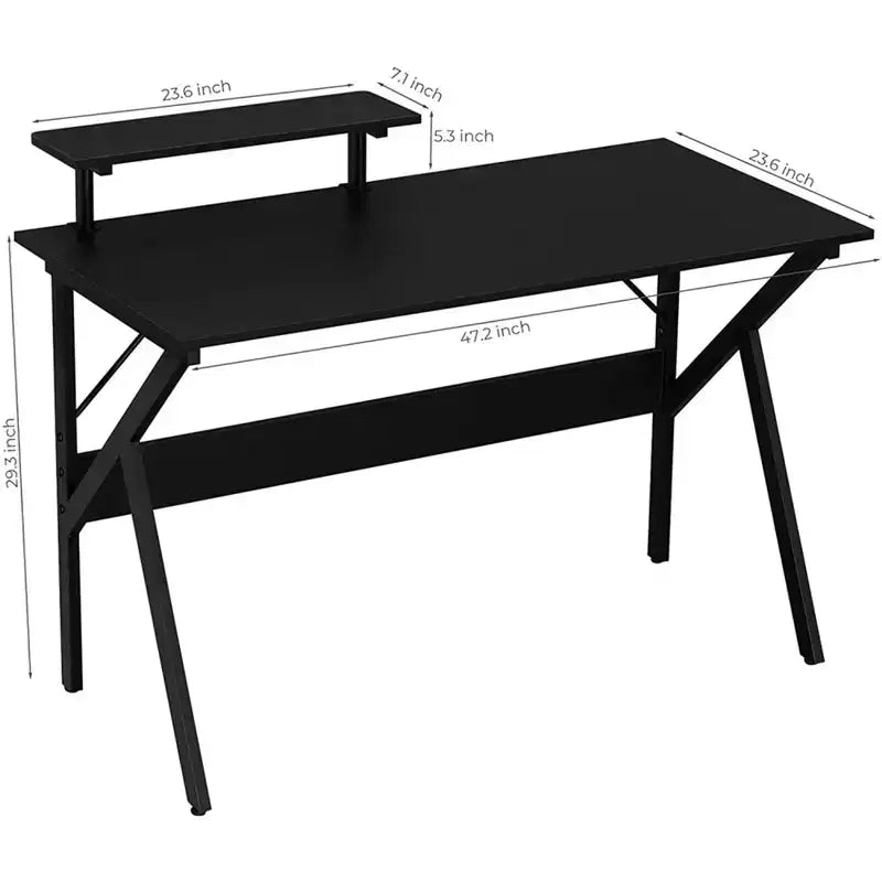 Bureau Greenforest avec étagère pour moniteur, bureau d'ordinateur/de gaming, noir, 120 cm