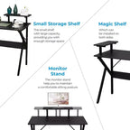 Bureau Greenforest avec étagère pour moniteur, bureau d'ordinateur/de gaming, noir, 120 cm