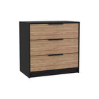 HomeRoots 28 Natural and Black Three Drawer Dresser