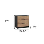Commode à trois tiroirs HomeRoots 28, naturelle et noire