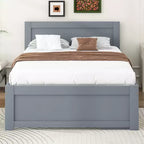 GDFStudio Elton 4 Piece Wood Storage Bedroom Furniture Sets with Headboard, Shelves, Drawer and Nightstand