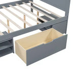 Ensemble de meubles de chambre à coucher GDFStudio Elton 4 pièces en bois avec tête de lit, étagères, tiroir et table de chevet