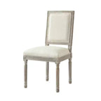 Chaise de salle à manger sans accoudoirs David en lin Rustic Manor avec finition en bois brossé antique (Lot de 2)