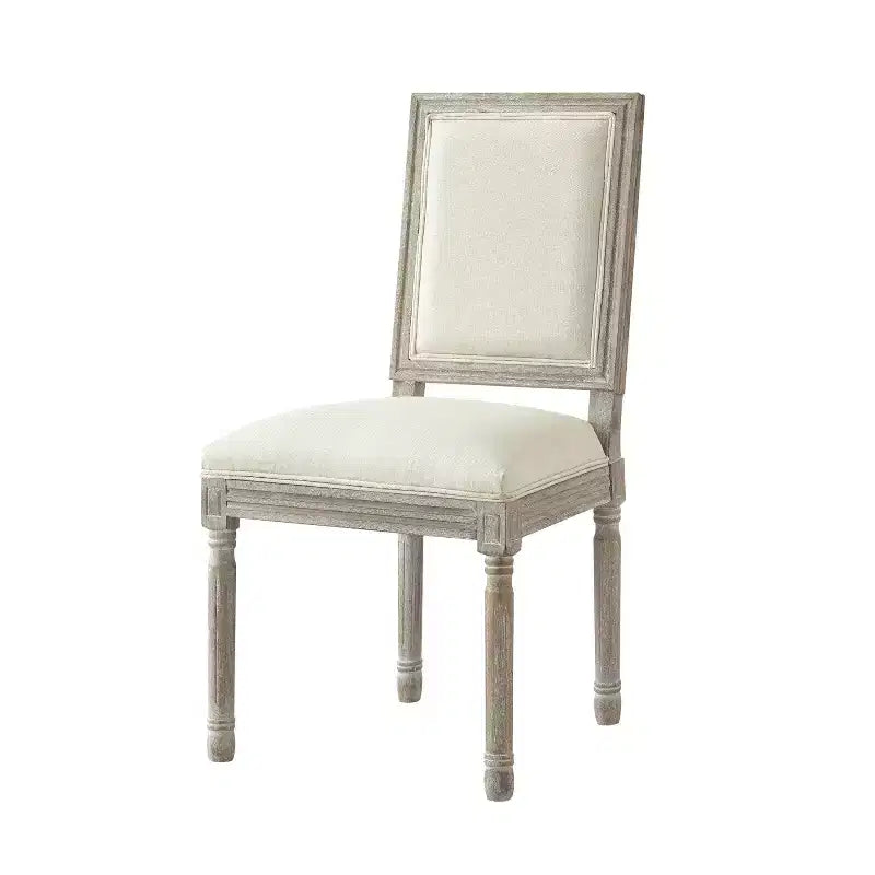Chaise de salle à manger sans accoudoirs David en lin Rustic Manor avec finition en bois brossé antique (Lot de 2)