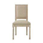 Chaise de salle à manger sans accoudoirs David en lin Rustic Manor avec finition en bois brossé antique (Lot de 2)