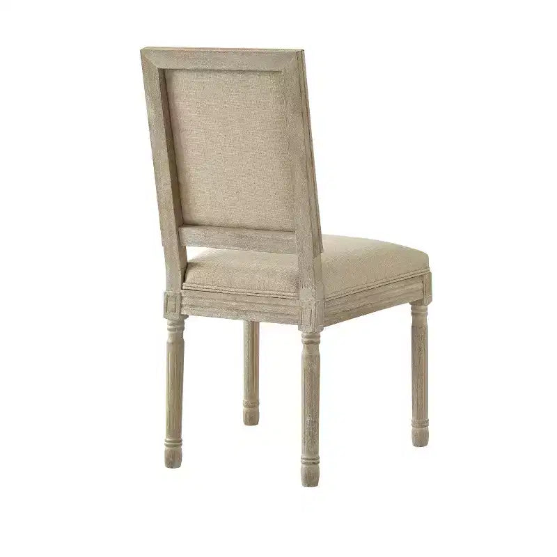 Chaise de salle à manger sans accoudoirs David en lin Rustic Manor avec finition en bois brossé antique (Lot de 2)