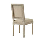 Chaise de salle à manger sans accoudoirs David en lin Rustic Manor avec finition en bois brossé antique (Lot de 2)