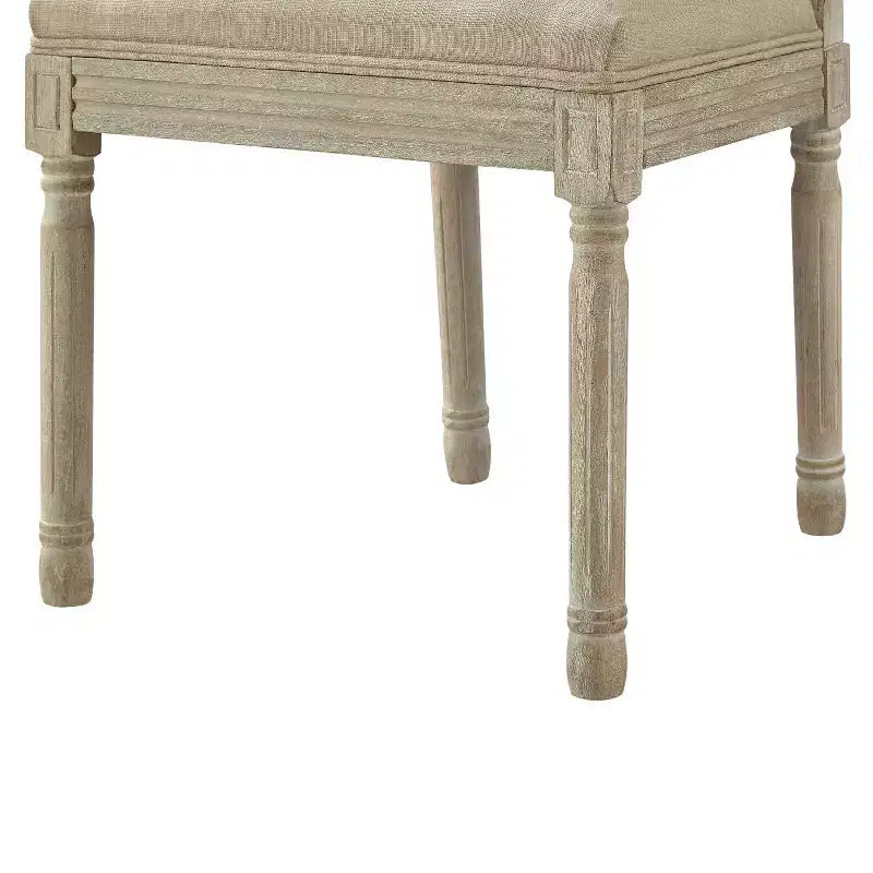 Chaise de salle à manger sans accoudoirs David en lin Rustic Manor avec finition en bois brossé antique (Lot de 2)