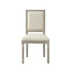 Chaise de salle à manger sans accoudoirs David en lin Rustic Manor avec finition en bois brossé antique (Lot de 2)