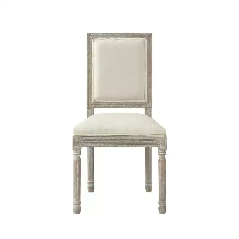 Chaise de salle à manger sans accoudoirs David en lin Rustic Manor avec finition en bois brossé antique (Lot de 2)