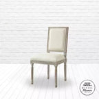 Chaise de salle à manger sans accoudoirs David en lin Rustic Manor avec finition en bois brossé antique (Lot de 2)