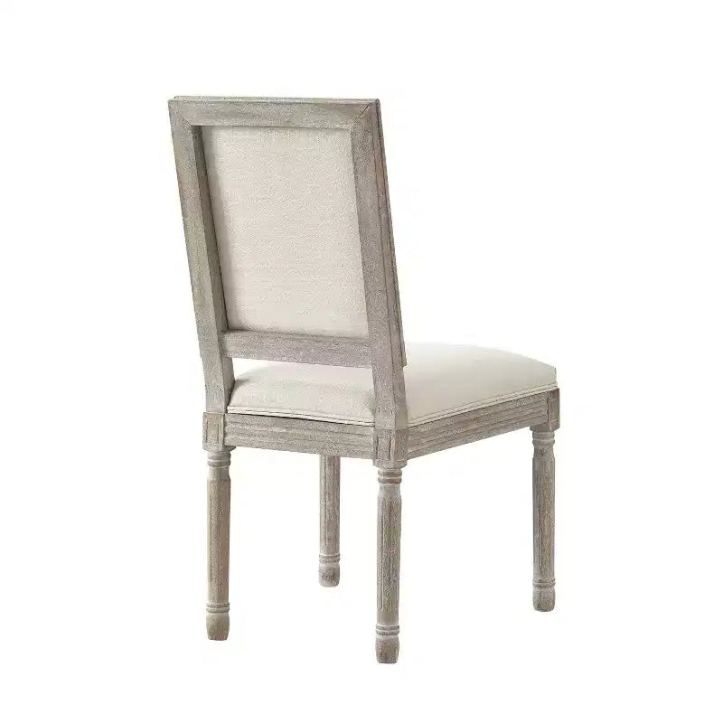 Chaise de salle à manger sans accoudoirs David en lin Rustic Manor avec finition en bois brossé antique (Lot de 2)