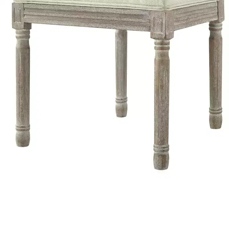 Chaise de salle à manger sans accoudoirs David en lin Rustic Manor avec finition en bois brossé antique (Lot de 2)