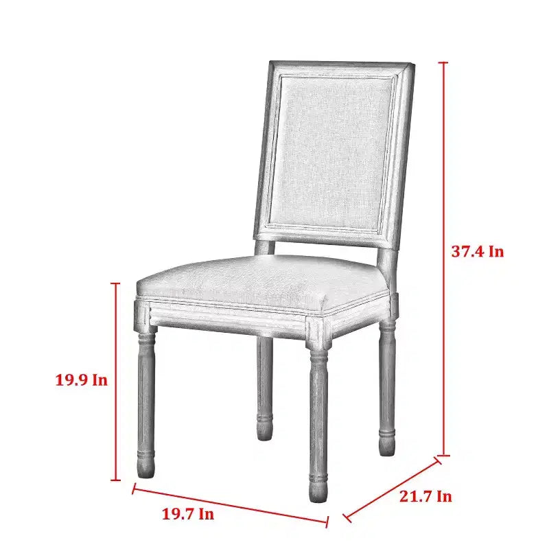 Chaise de salle à manger sans accoudoirs David en lin Rustic Manor avec finition en bois brossé antique (Lot de 2)