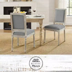 Chaise de salle à manger sans accoudoirs David en lin Rustic Manor avec finition en bois brossé antique (Lot de 2)