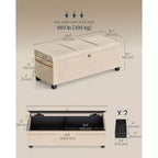 SONGMICS HOME Banc de Rangement Ottoman 43,3 po, Capacité 103 L, Banc de Bout de Lit avec Rangement pour Chambre à Coucher