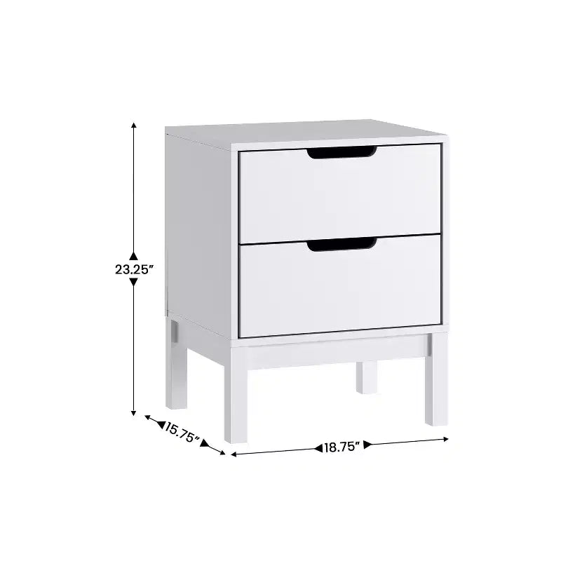 Table de chevet double tiroir Emma and Oliver pour enfants avec cadre en bois massif, table d'appoint pour chambre d'enfant