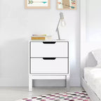 Table de chevet double tiroir Emma and Oliver pour enfants avec cadre en bois massif, table d'appoint pour chambre d'enfant