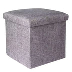 Swtroom Ottoman Cube Square Foot Rest Stool Seat Foldable 4 in 1 Storage Boxes 12 Inch Linen Grey