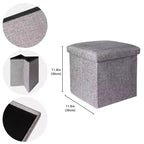 Swtroom Ottoman Cube Repose-pieds Carré Tabouret Pliable 4 en 1 Boîtes de Rangement 30 cm Lin Gris