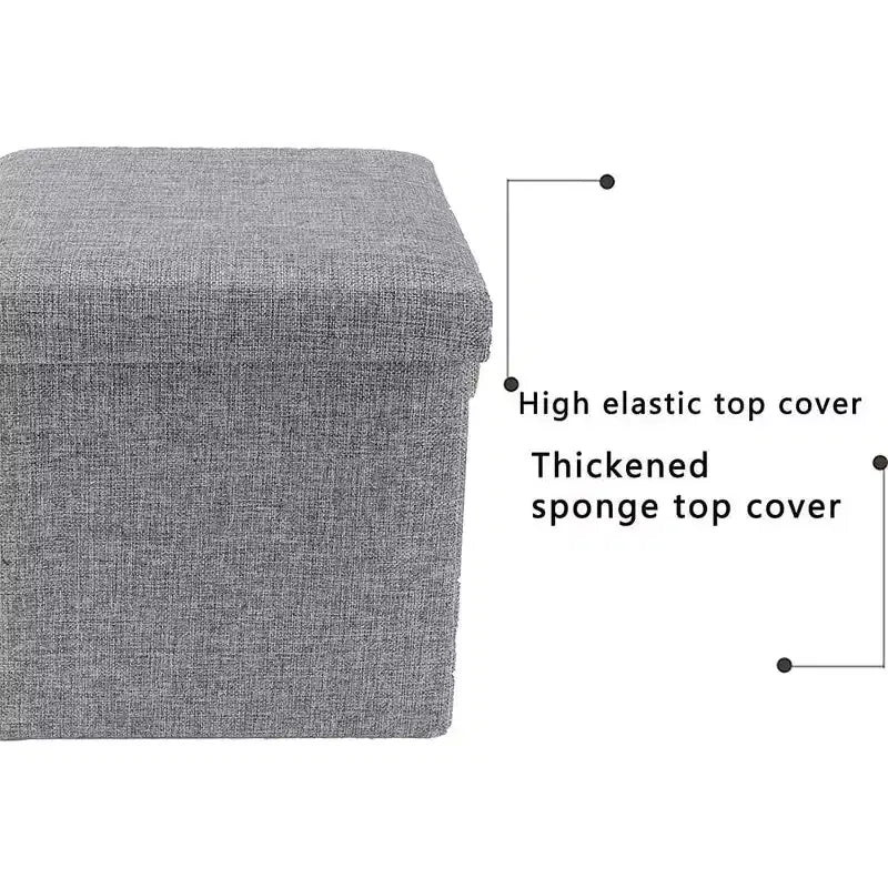 Swtroom Ottoman Cube Repose-pieds Carré Tabouret Pliable 4 en 1 Boîtes de Rangement 30 cm Lin Gris