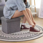 Swtroom Ottoman Cube Repose-pieds Carré Tabouret Pliable 4 en 1 Boîtes de Rangement 30 cm Lin Gris