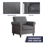 Fauteuil d'appoint moderne Mjkone avec rivets, en tissu de lin, canapé simple, canapé une place de style milieu du siècle pour la maison/le bureau/l'appartement