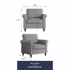 Fauteuil d'appoint moderne Mjkone avec rivets, en tissu de lin, canapé simple, canapé une place de style milieu du siècle pour la maison/le bureau/l'appartement