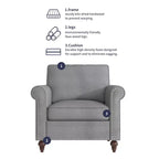 Fauteuil d'appoint moderne Mjkone avec rivets, en tissu de lin, canapé simple, canapé une place de style milieu du siècle pour la maison/le bureau/l'appartement