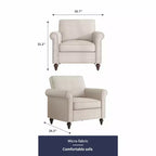 Fauteuil d'appoint moderne Mjkone avec rivets, en tissu de lin, canapé simple, canapé une place de style milieu du siècle pour la maison/le bureau/l'appartement