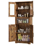 Meuble Colonne de Salle de Bain, Meuble de Rangement sur Pied avec Portes et Étagères Réglables, Meuble de Rangement de Cuisine de 170 cm de Haut pour Salon